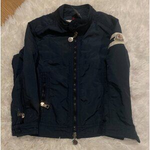 Moncler Blue Biker Jacket Navy Polyamide Logo Coat Size 110cm 5 Years